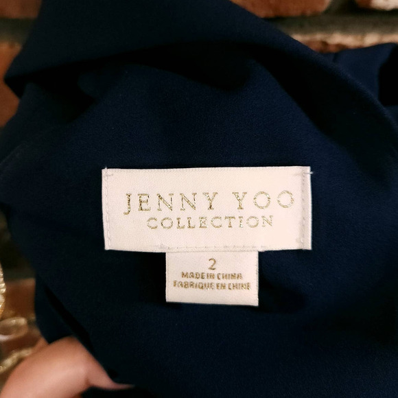 Jenny Yoo Collection Cara Cap Sleeve Plunging Bridesmaid Gown in Navy Women's 2 - Picture 7 of 7